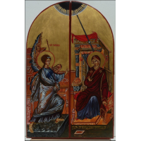 Kerstdrieluik rondom geschilderd